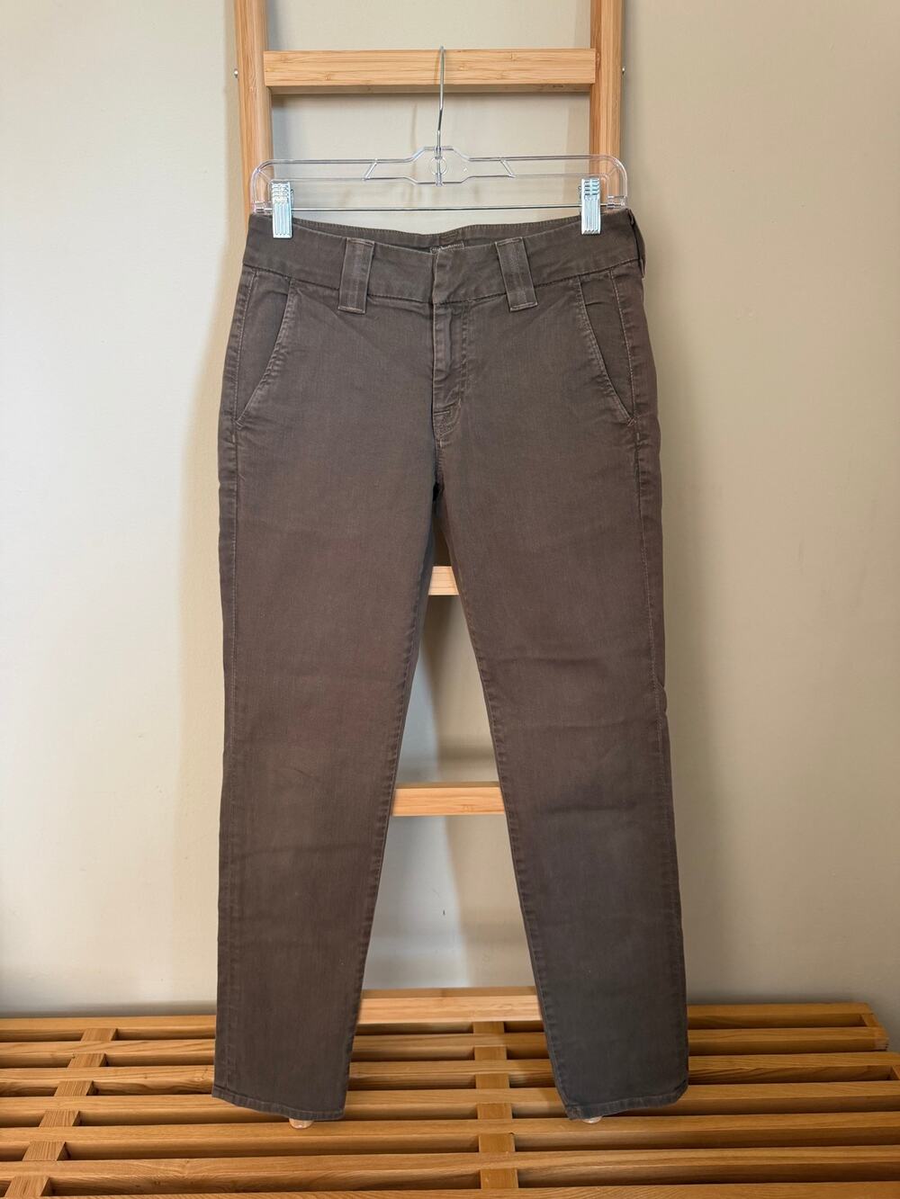 Hudson Brown Skinny Chino Pants Flap Pocket Low Rise Size 24